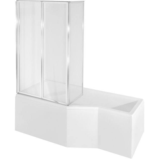 BESCO Wanna narożna INTEGRA 170x75 cm lewa z parawanem 3-skrzydłowym