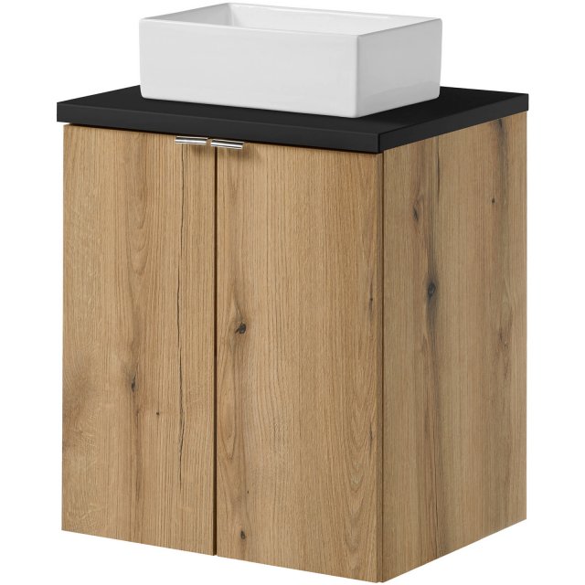 COMAD Zestaw mebli NOVA OAK szafka z drzwiami z blatem BLACK 50 cm, u