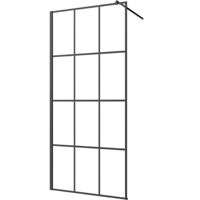 INVENA Kabina WALK-IN 120x200 geometryczna kratka profil czarny AK-32
