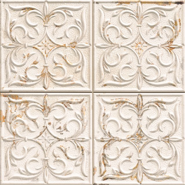 Gres szkliwiony hiszpański Realonda ANTIGUA LIS WHITE mat 33x33 gat.