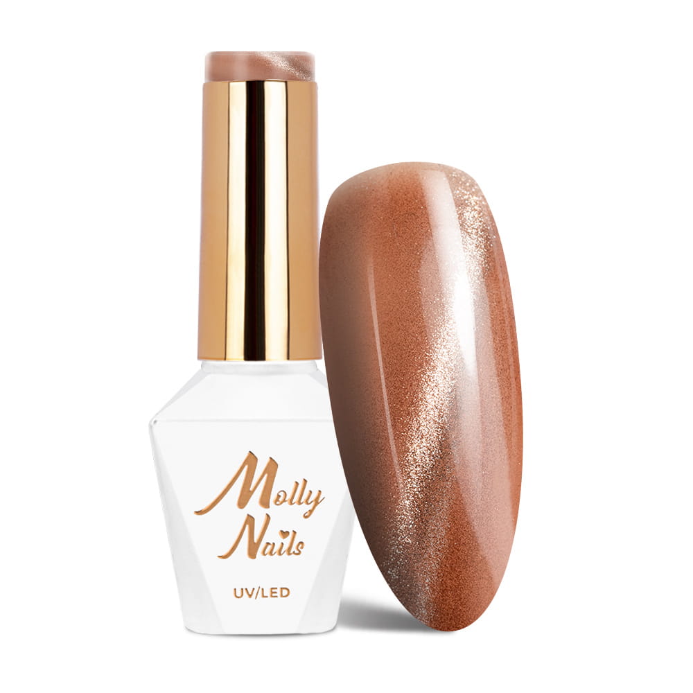 Lakier hybrydowy LED/UV Gel Polish Browns Cat Eye Metallic Nr 215 Molly Nails HEMA/Di-HEMA Free 8g