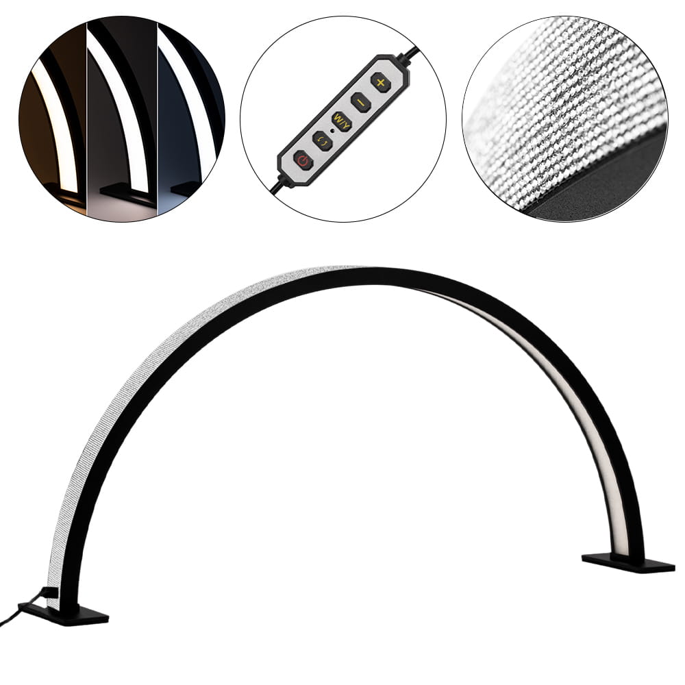 Lampa kosmetyczna LED łuk 35W biurkowa bezcieniowa czarna z cyrkoniami rozmiar L HQ-75X
