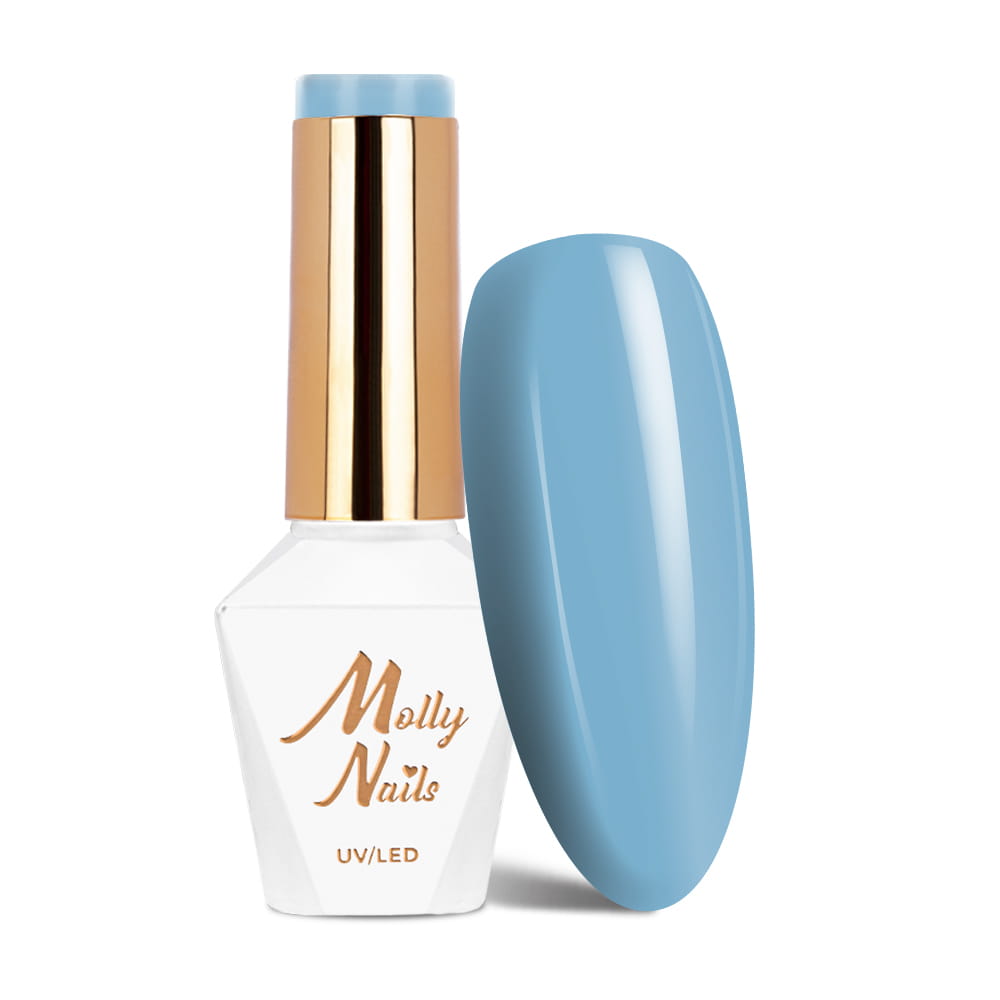 Lakier hybrydowy LED/UV Gel Polish Molly Nails Blue Sky Nr 110 Baby Blue HEMA/Di-HEMA Free 8g