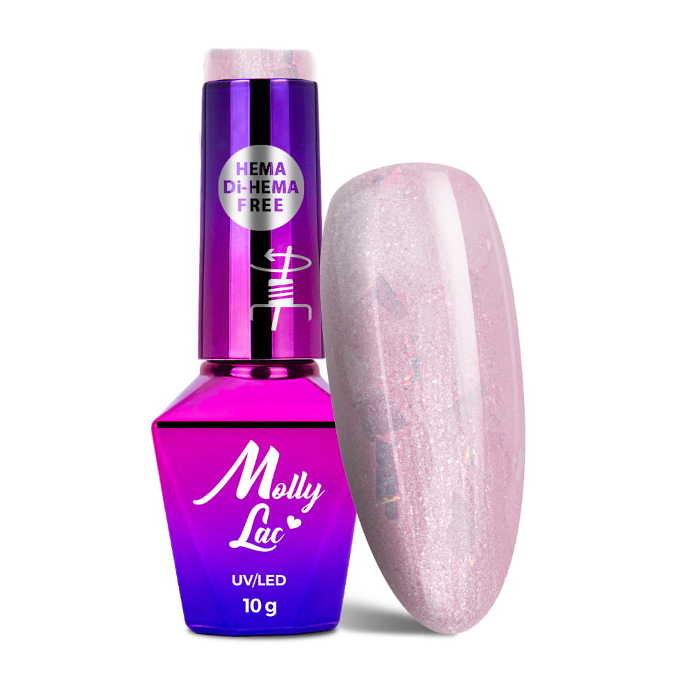 Lakier hybrydowy LED/UV Gel Polish MollyLac Sparkling French Nr 705 Wedding dress HEMA/Di-HEMA Free 10 g