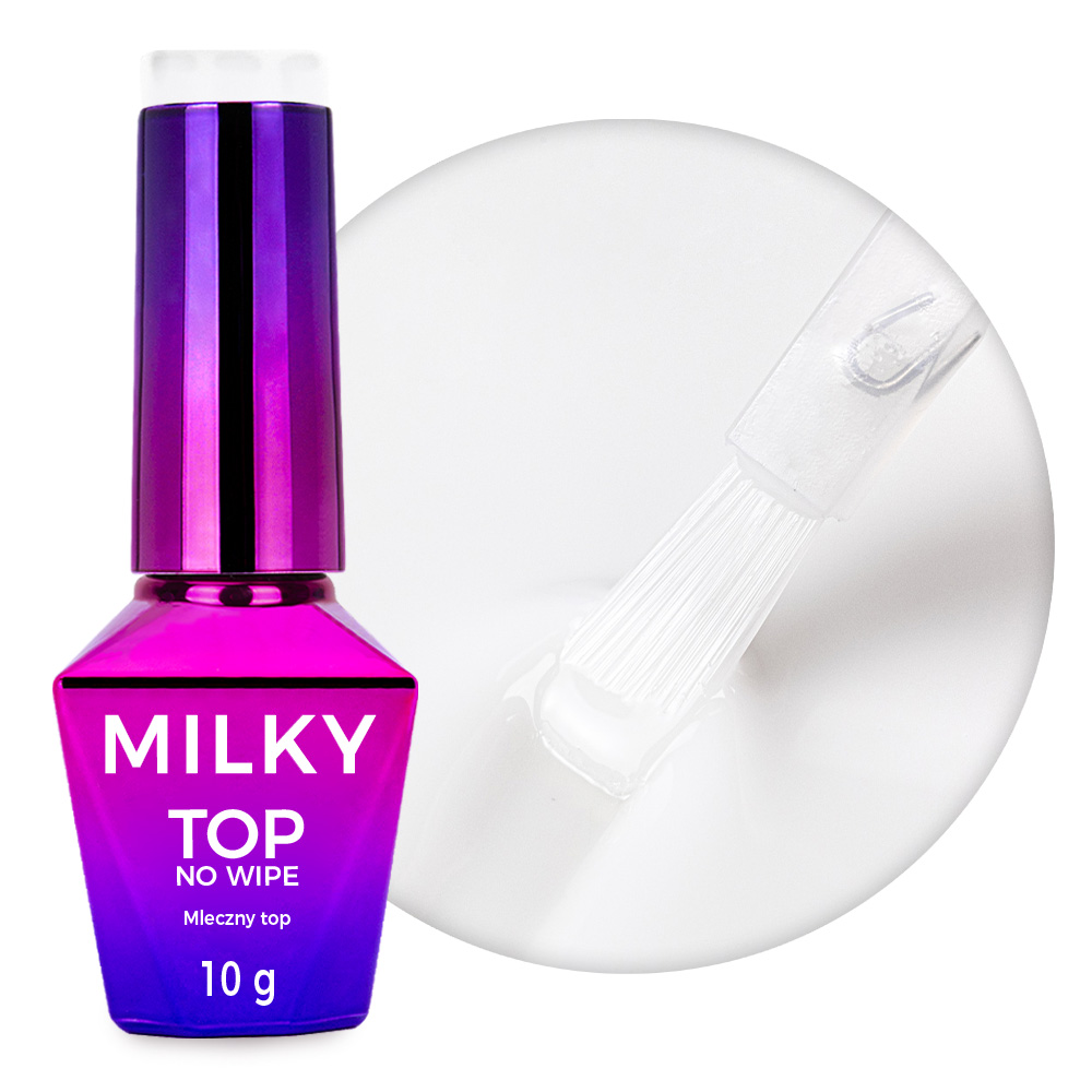 Top Milky MollyNails mleczny no wipe bez przemywania Cream White HEMA/Di-HEMA Free 10 g