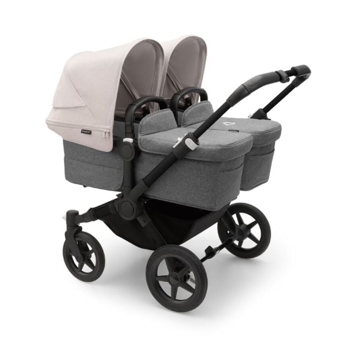 Bugaboo Donkey 5 Twin - wózek głęboko-spacerowy dla bliźniąt-Black-Misty White-Grey Melange
