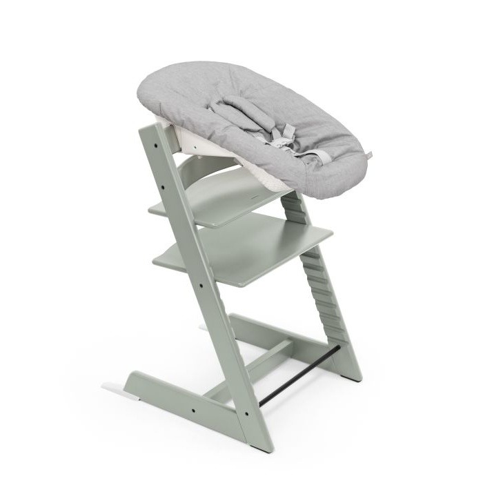 Stokke Tripp Trapp + Newborn Set - rosnące krzesełko do karmienia z zestawem dla noworodka-Glacier Green-Grey