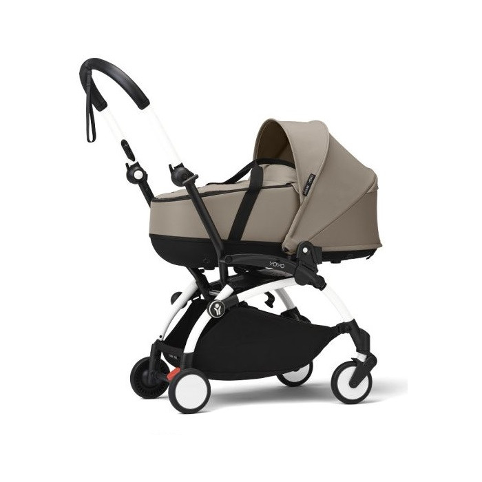Stokke Yoyo 3 - wózek spacerowy z gondolą-Taupe/ Biała rama