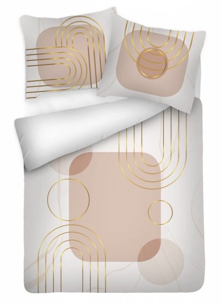 Pościel Satyna bawełniana PRESTIGE 160x200 wz. TM0267_23 boho ze złotymi elementami