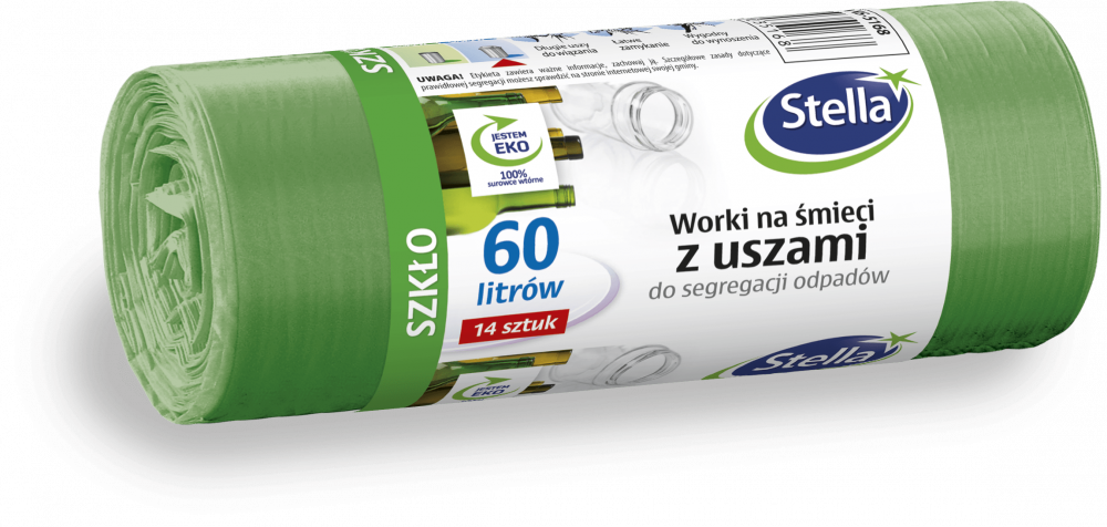 Worki na śmieci Stella na szkło 60 l, 14 szt., zielone (segregacja)