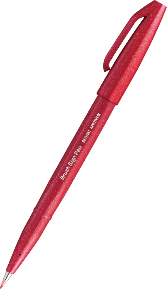 Pentel Brush Sign Pen SES15C pisak pędzelkowy 2,07 mm, czerwony