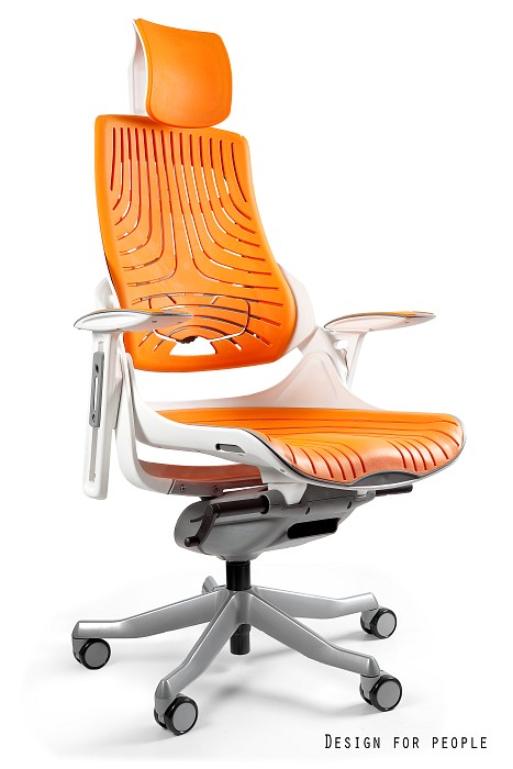 Fotel ergonomiczny WAU biały, szary lub pomarańczowy elastomer, Unique