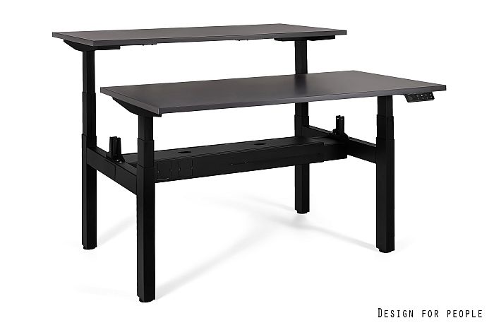 Podwójne biurko elektryczne ACTIVE II Bench, czarny stelaż, blat 4 kolory