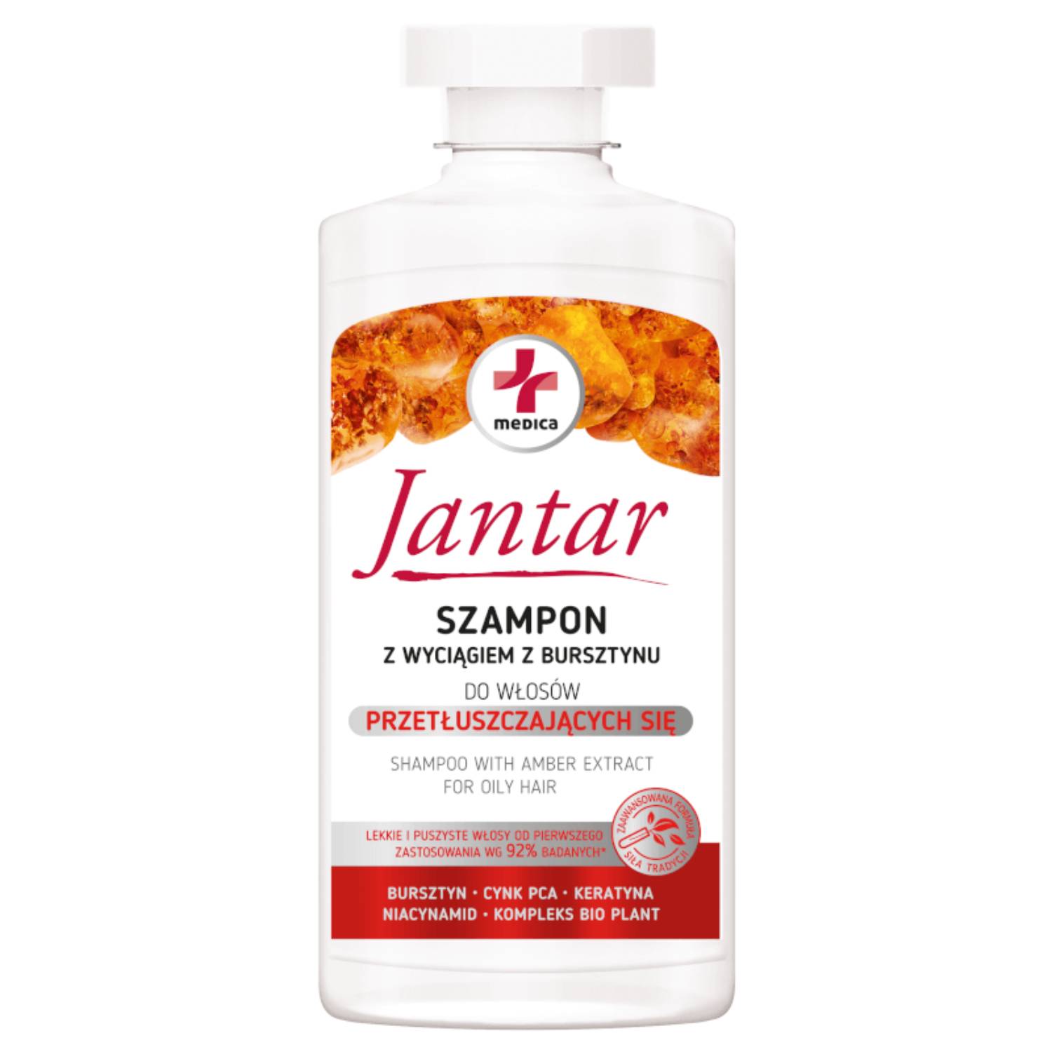 Jantar medica - szampon do włosów przetłuszczających się z wyciągiem z bursztynu, 330 ml