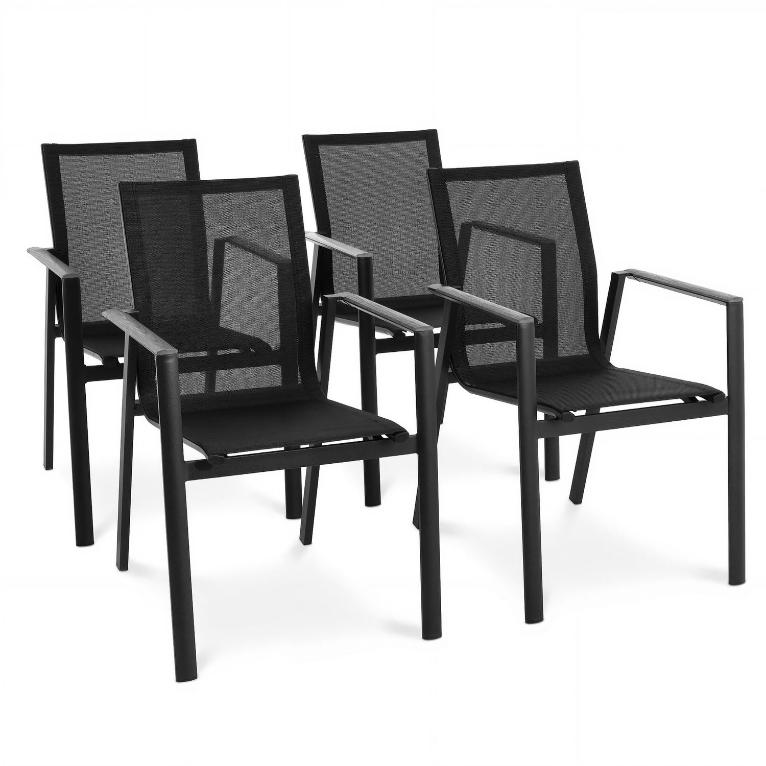 4er Set Gartenstühle Buti - Schwarz/Grau