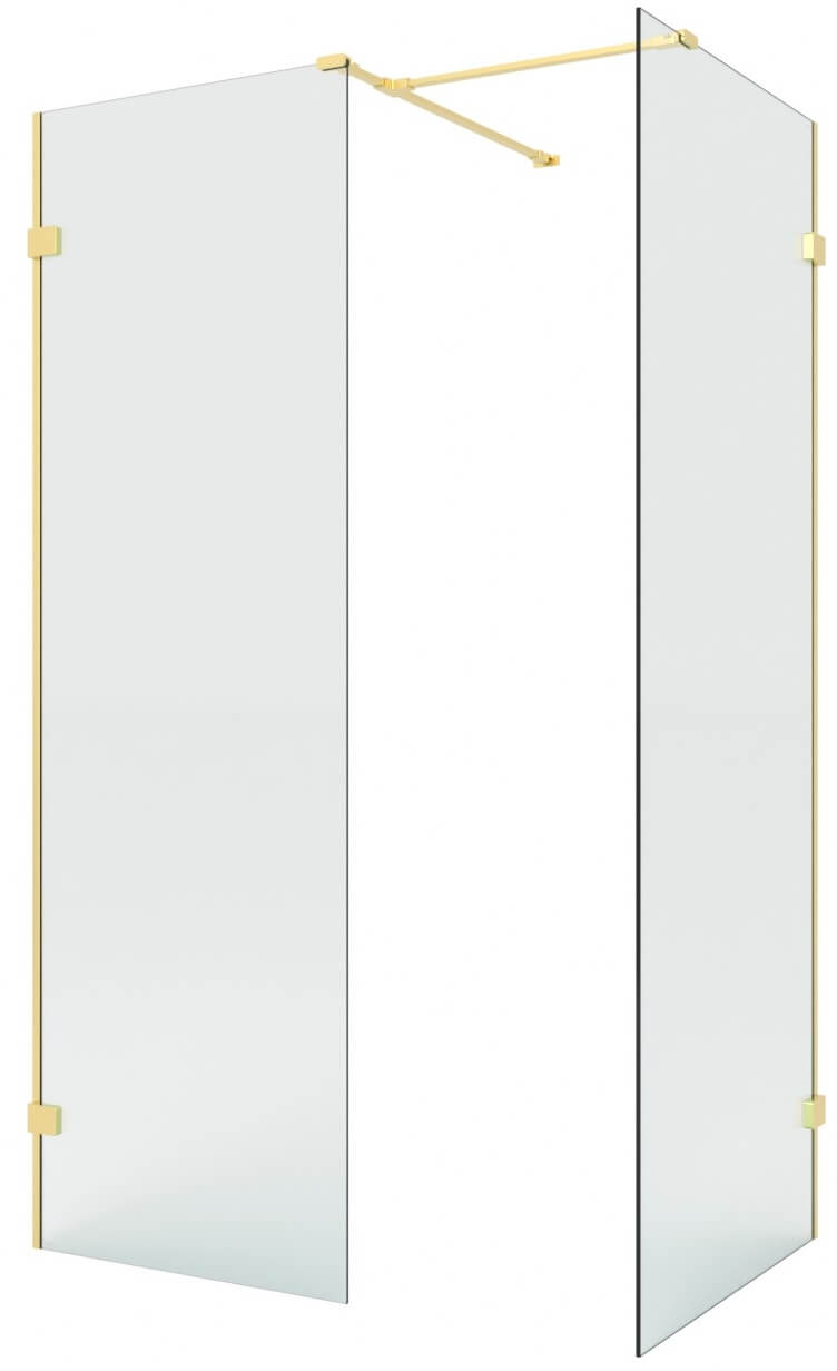 New Trendy Eventa Gold Brushed kabina prysznicowa walk-in 130x80 cm prostokątna złoty szczotkowany/szkło przezroczyste EXK-8430