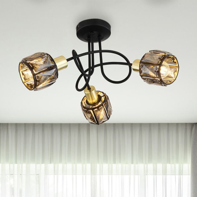 Globo Lighting Indiana lampa podsufitowa 3x40W czarny mat/złoty/przydymiony 54357-3B