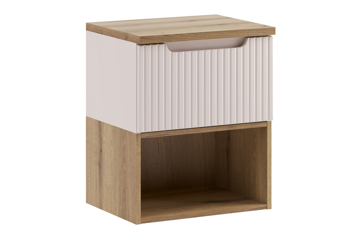 Zestaw Comad Nova Cashmere szafka podumywalkowa wisząca 50 cm z blatem i regałem kaszmir/dąb SET-NOC B OAK 50CM 1S LR