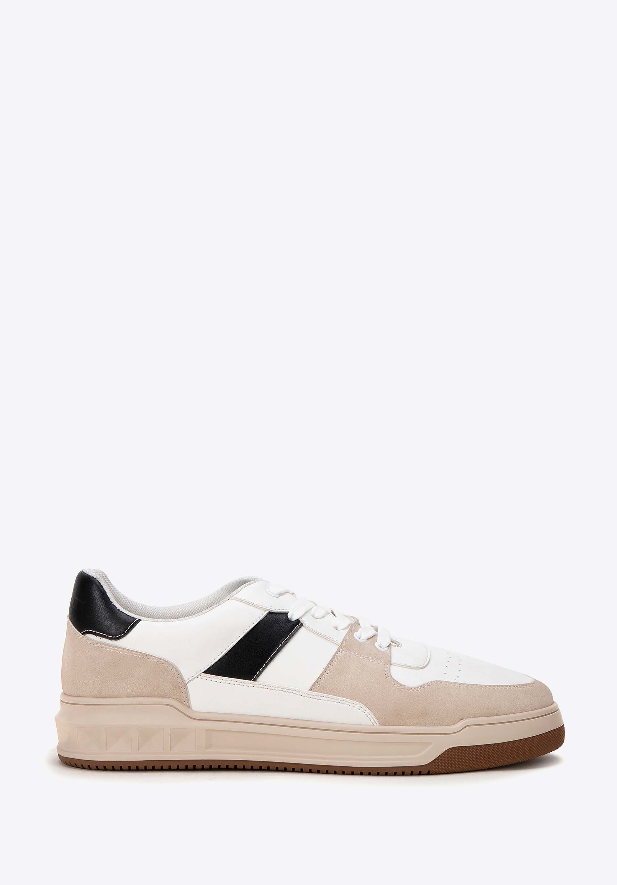 Męskie sneakersy z ekoskóry biało - beżowe