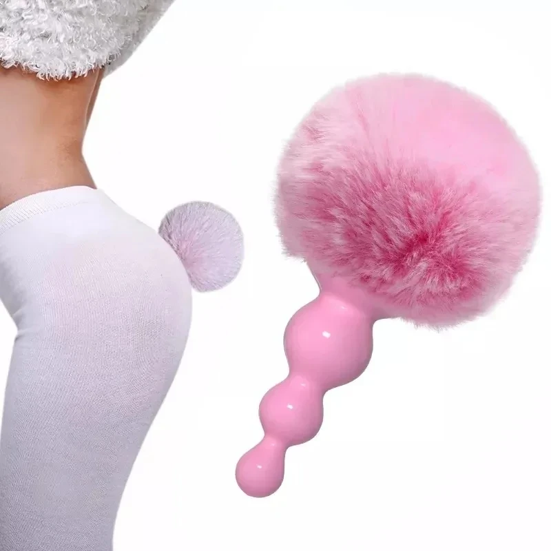 Silikonowy korek analny pluszowy pomponik 041
