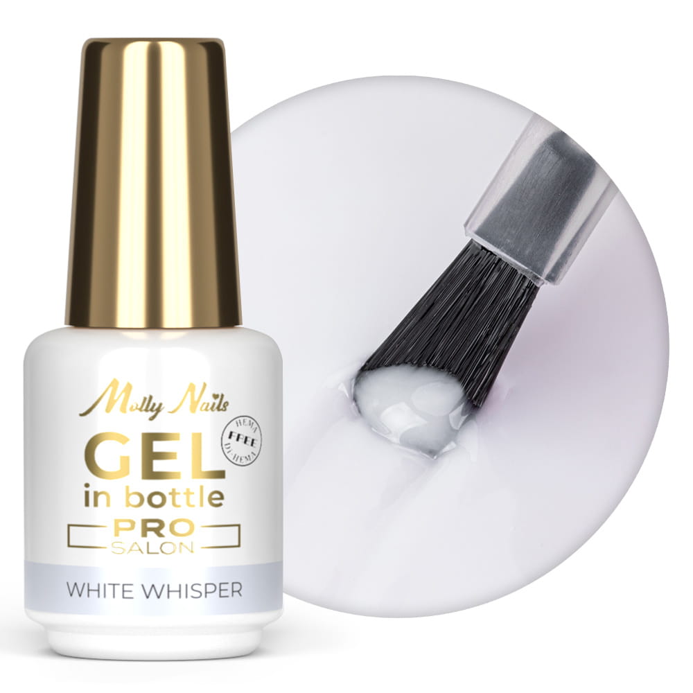 Żel budujący w butelce z pędzelkiem Gel in Bottle Molly Nails Pro Salon White Whisper HEMA/Di-HEMA Free 15g