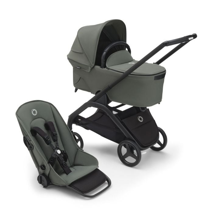 Bugaboo Dragonfly - wózek głęboko-spacerowy 2w1-Black-Forest Green-Forest Green