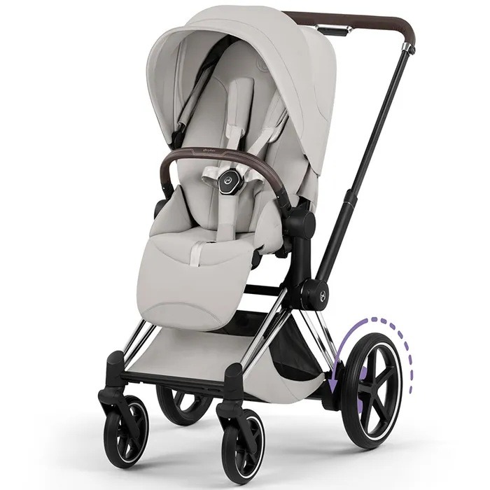 Cybex e-Priam 5.0 Style - elektryczny wózek spacerowy-City Grey-Chrome (with brown leather)