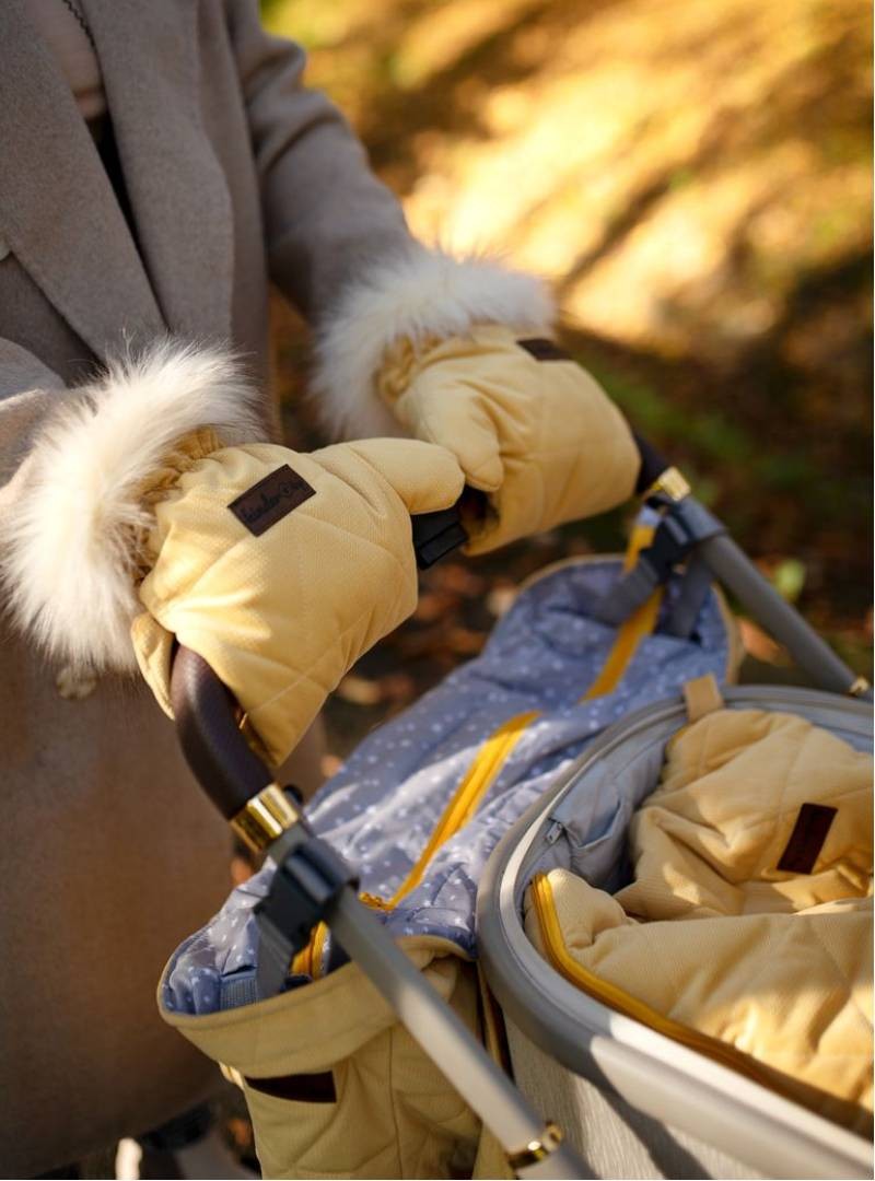Rękawice do wózka Kinder Hop Muff&Go Triangles Mustard