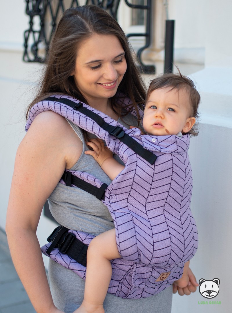 Nosidełko regulowane Grow Up Wrap: Big Herringbone fiolet Z dodatkami