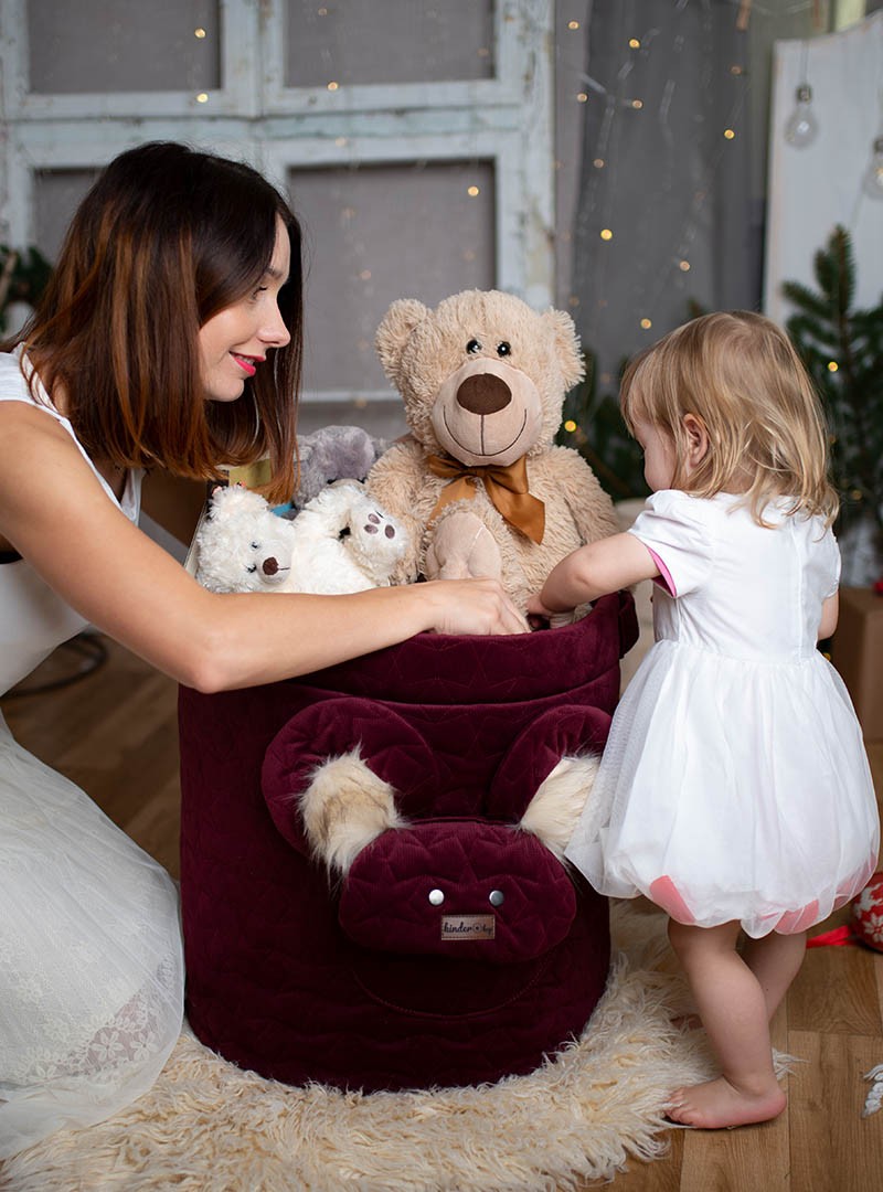 Kosz na zabawki Teddy Stars Maroon Bez dodatkowej osłonki