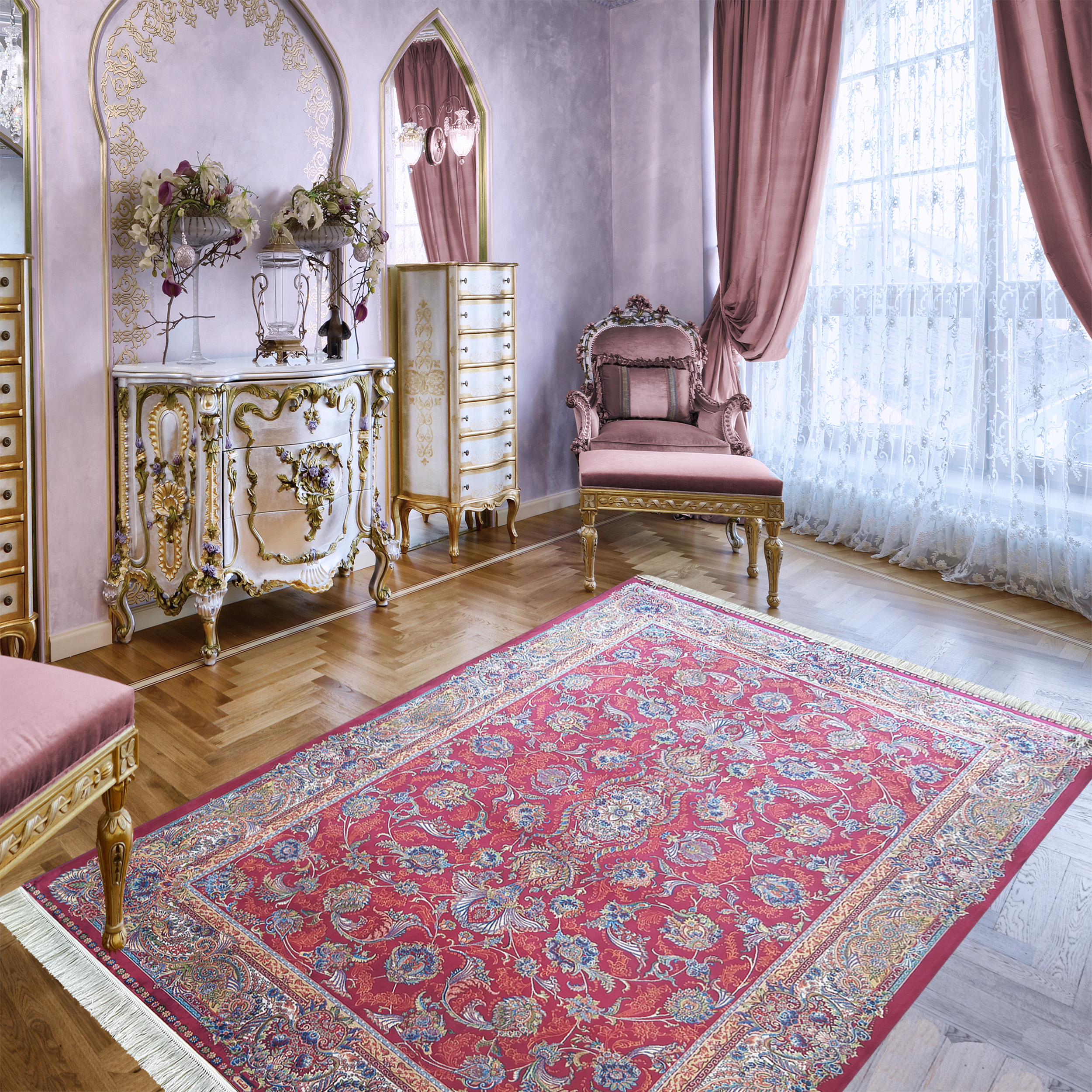 Dywan - 200 x 300 cm - Czerwony - Ekskluzywny - Dywanopol