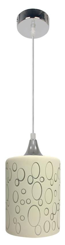 Srebrna lampa wisząca z kremowym szklanym kloszem do salonu SAND E27