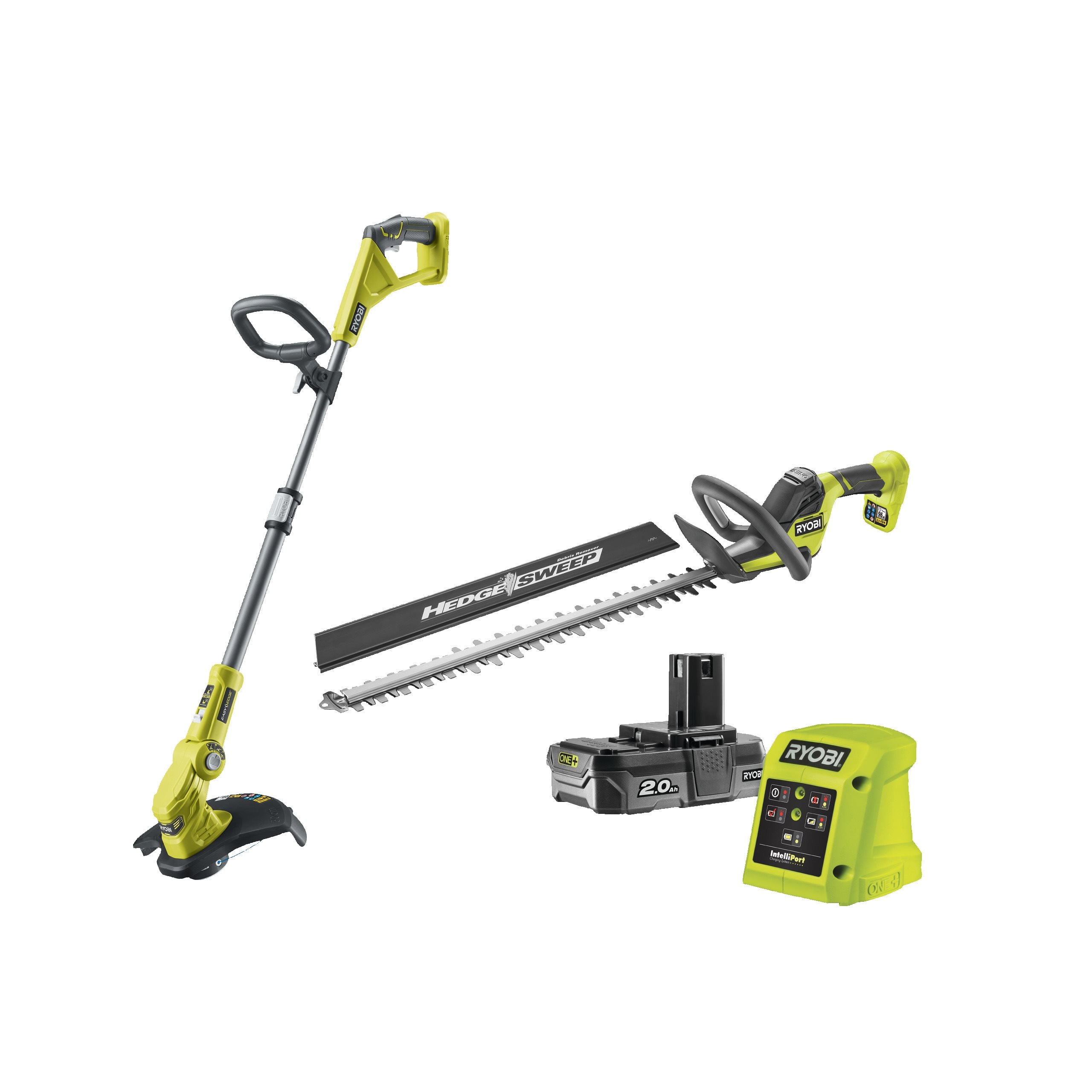 Nożyce do żywopłotu 55cm i podkaszarka 30cm 18V ONE+ w zestawie z akumulatorem 2.0Ah i ładowarką