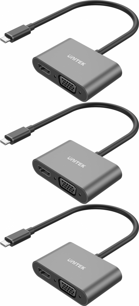 Unitek adapter USB-C na HDMI 4K i VGA FullHD, szary