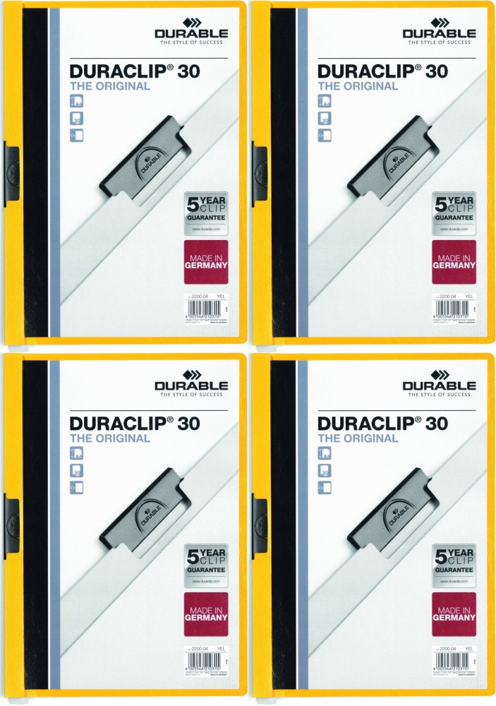 Durable DuraClip Skoroszyt z klipsem A4, do 30 kartek, żółty