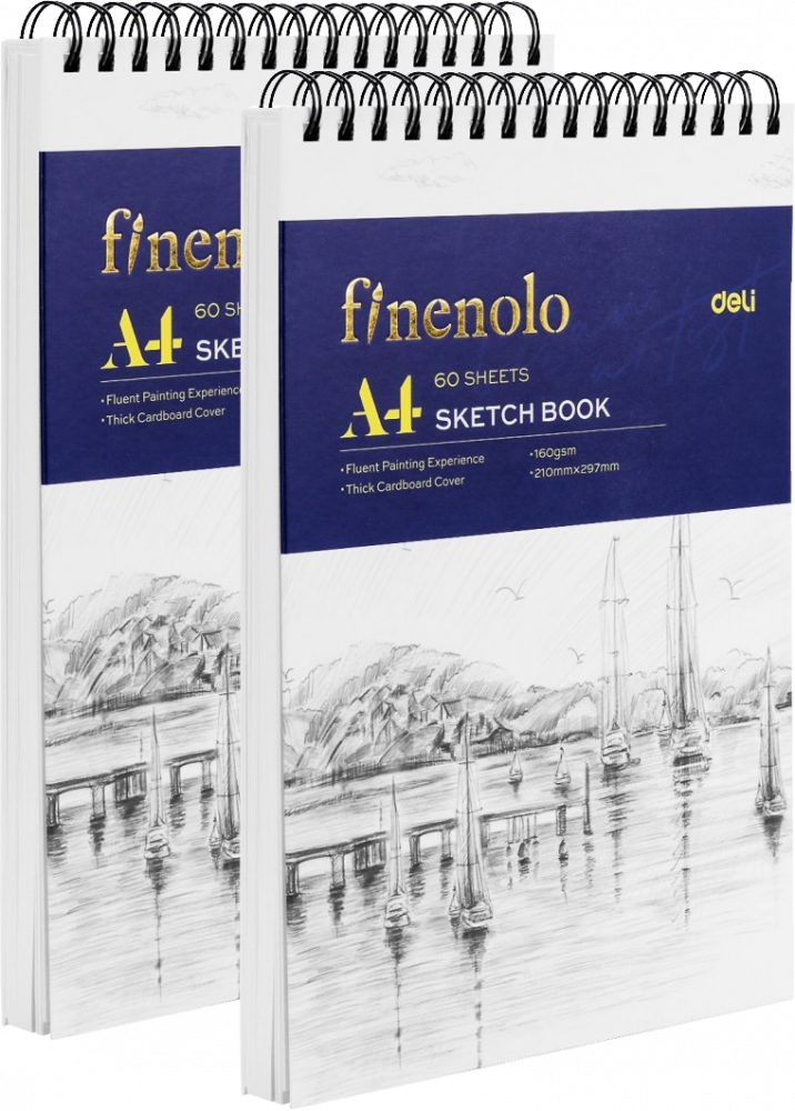 Deli Finenolo szkicownik na spirali A4, 60 kartek, biały