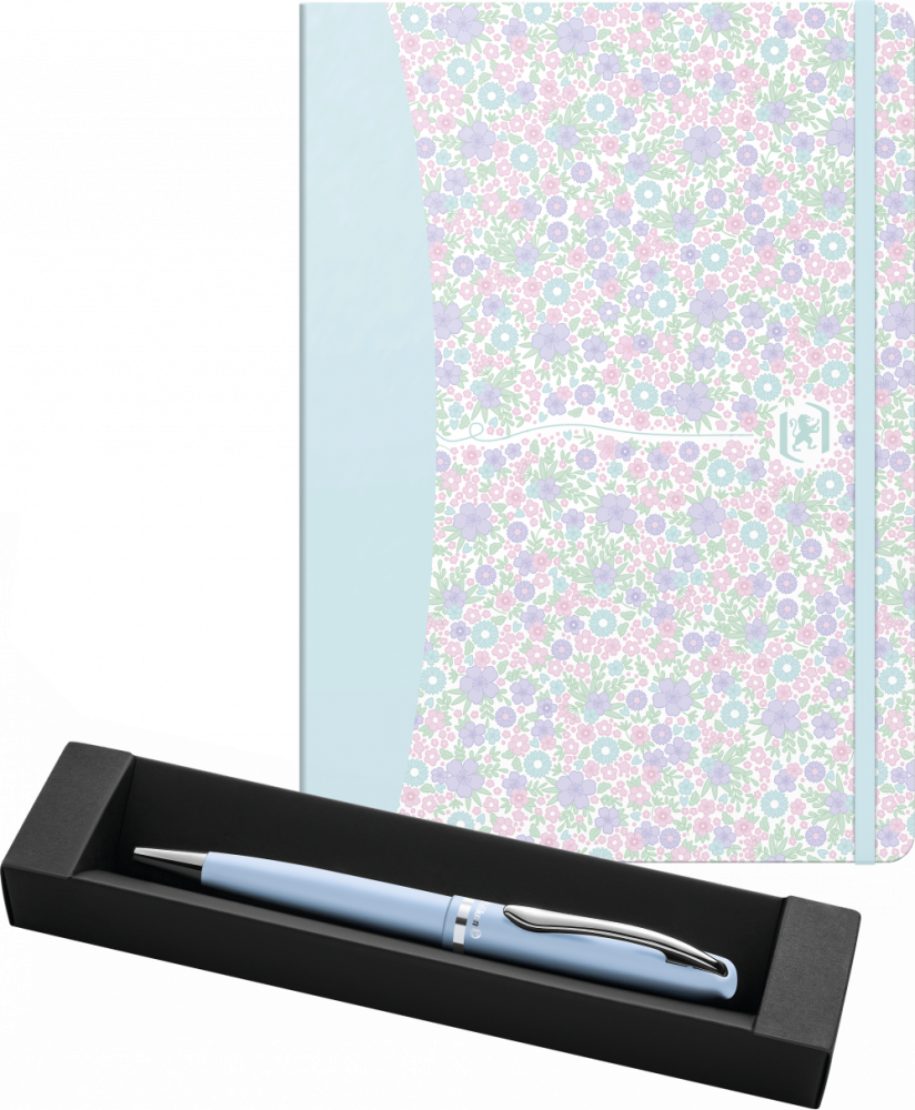 Zestaw: Notatnik w kratkę Oxford Floral, A5 + Długopis Pelikan Jazz Pastel Blue, niebieski