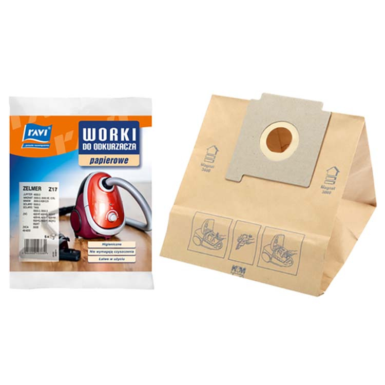 Worki do odkurzacza papierowe Zelmer Z17 Magnat/Maxim 5 sztuk Ravi