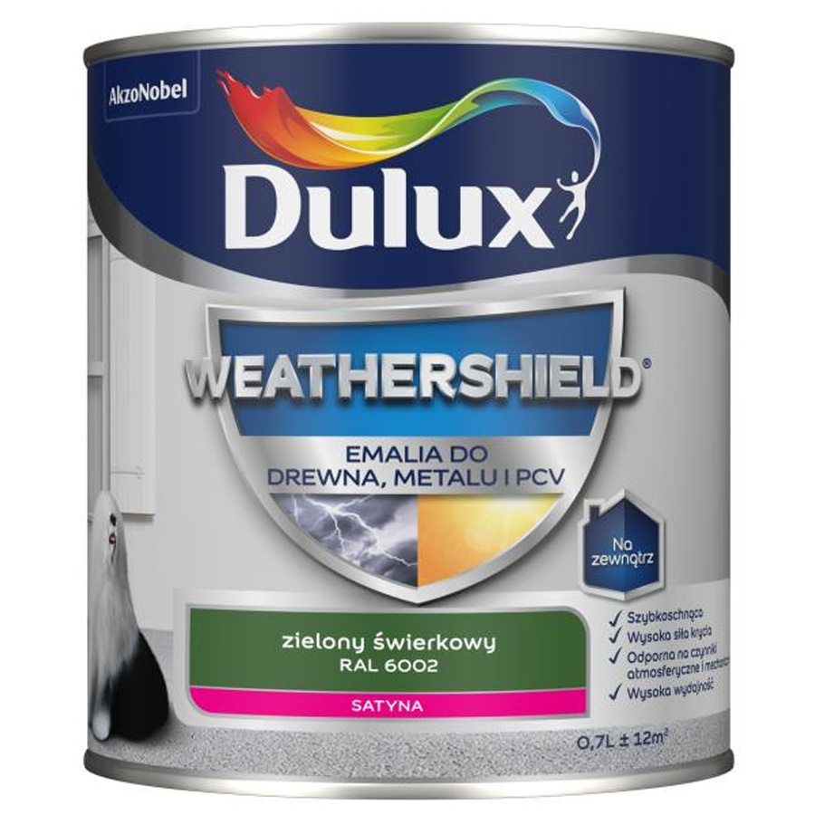 Emalia Weathershield do drewna, PCV i metalu Zielony świerkowy RAL 6002 0,7L Dulux