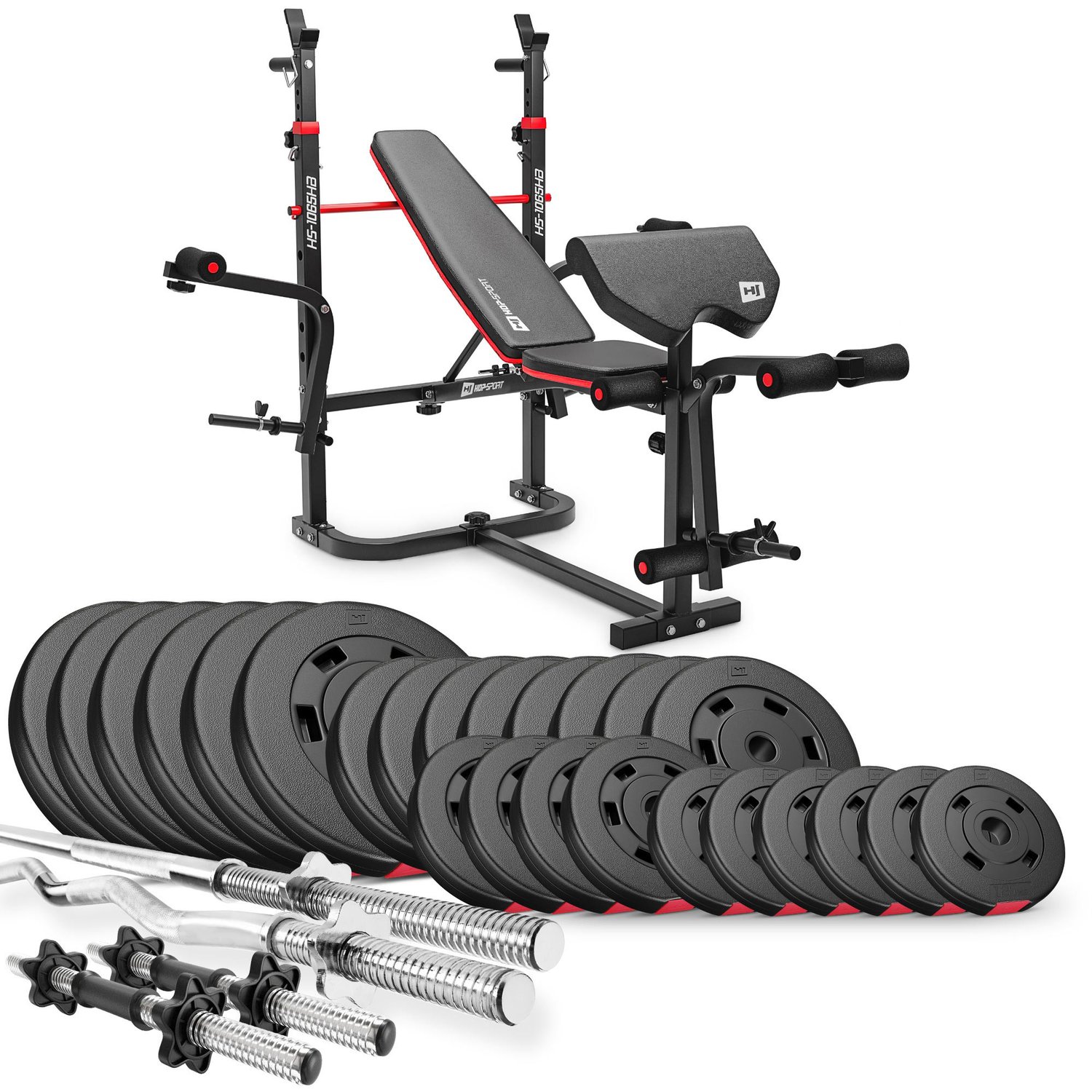 Kunststoff Hantelset 135kg mit Hantelbank 1065