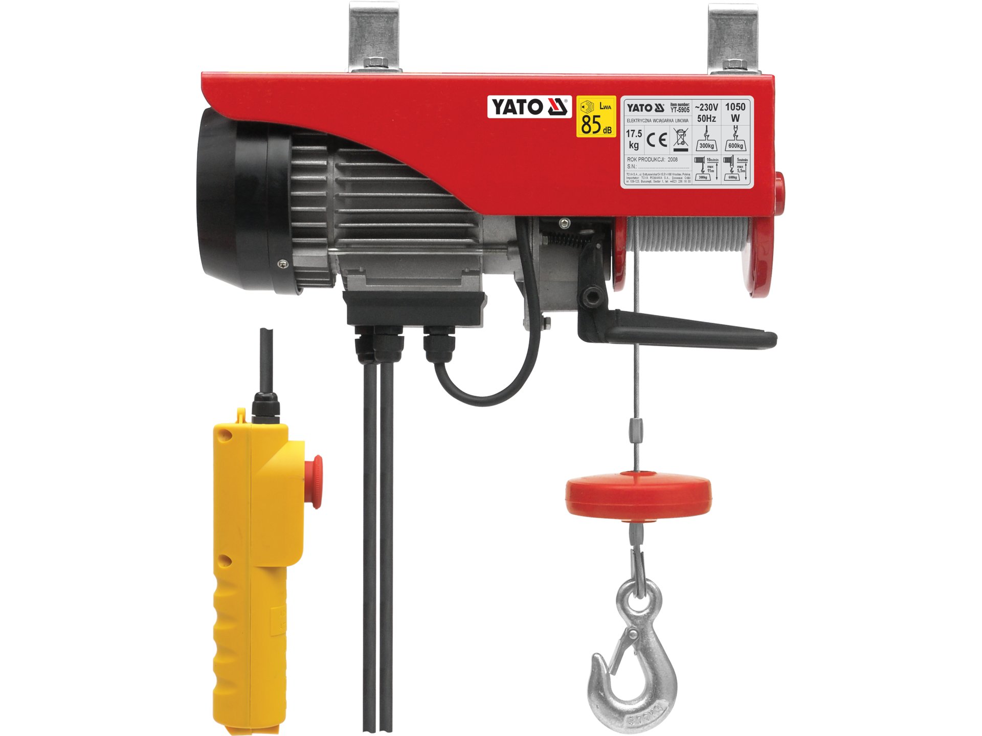 Wciągarka linowa elektryczna YATO 1050W udźwig 600kg podnoszenie 11m YT-5905
