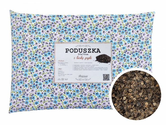 Poduszka z łuską gryki 50x70 wz. 4 niebieskie kwiatki