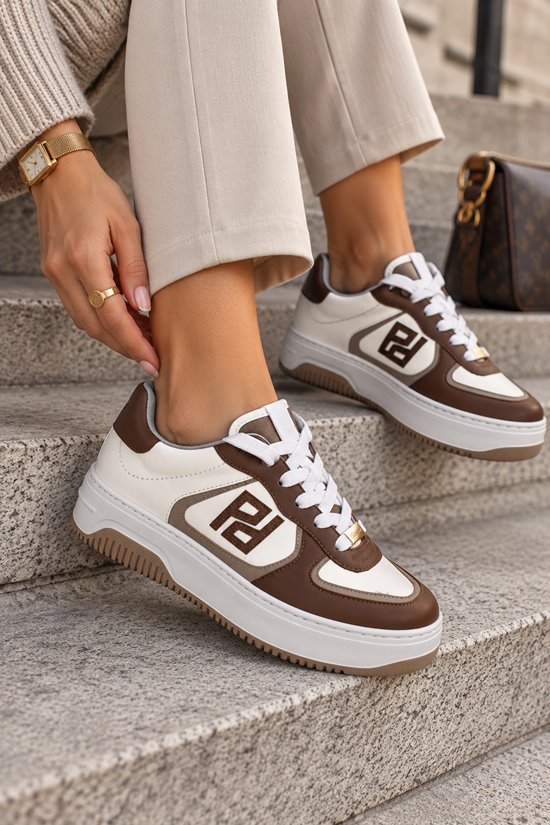 Sneakersy SN51 - 3 Biały / Brąz outlet