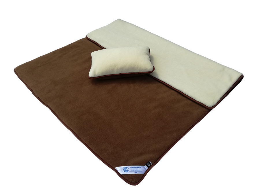 Pościel wełniana camel ciemny/kaszmir gładki (kołdra 140x200, poduszka 40x60) (+-5cm)