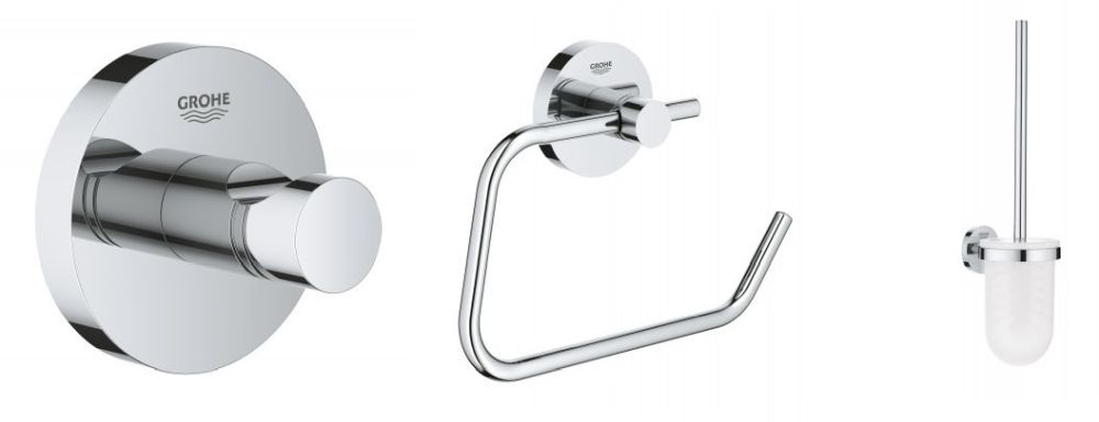 Darmowa Dostawa - Zestaw akcesoriów 3w1 chrom Grohe Essentials abset8748