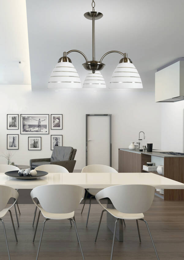 Lampa wisząca 3-punktowa do salonu ULI satyna szkło metal