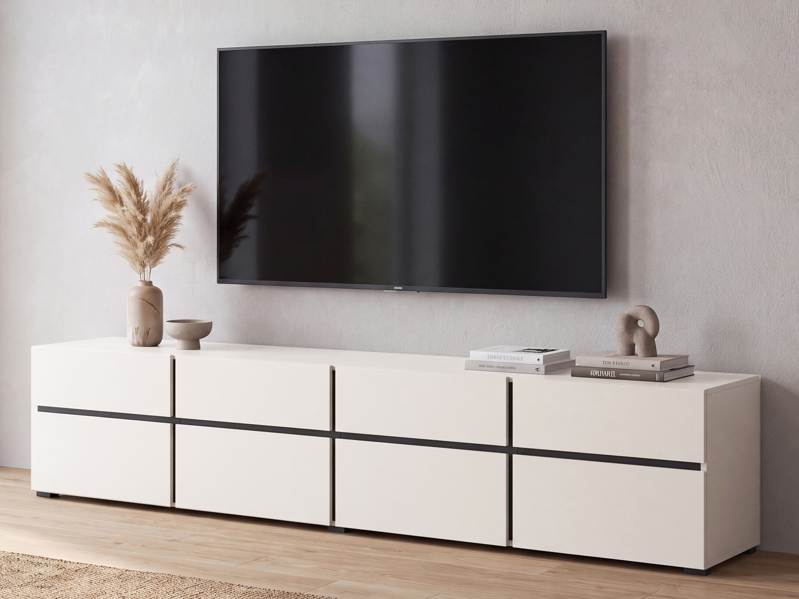 Biała nowoczesna szafka RTV pod telewizor 225 cm CROSS