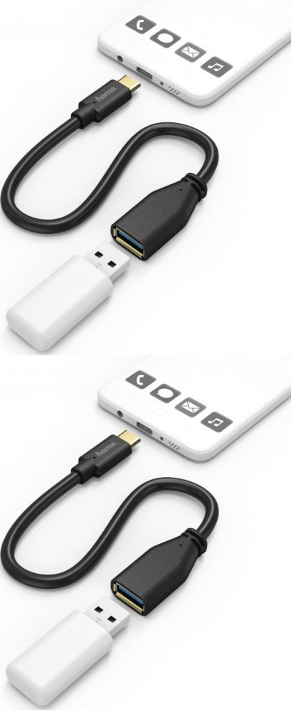 Hama Kabel OTG USB 3.0 A › USB-C wtyk 15 cm, czarny