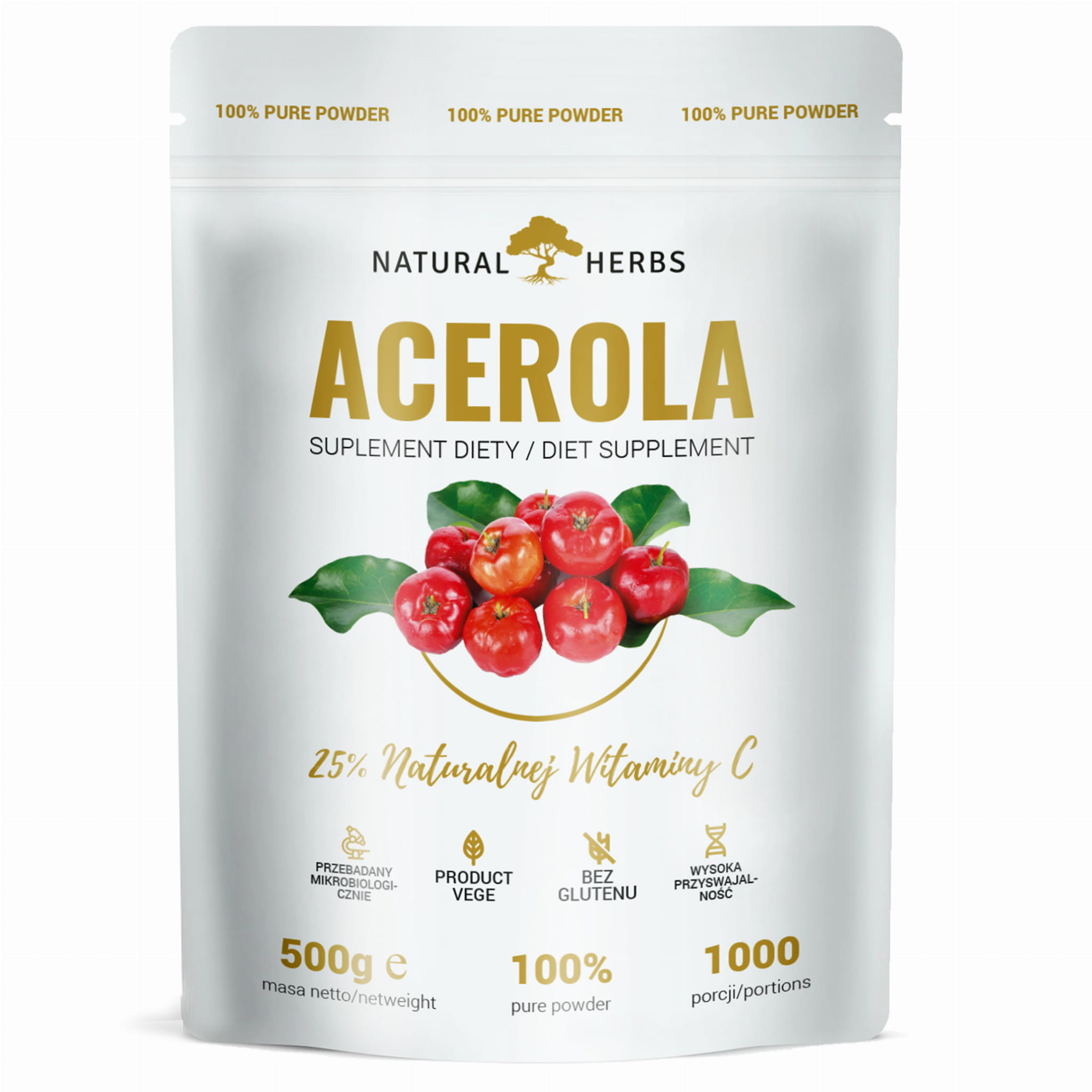 Acerola Naturalna Witamina C w proszku 500g Altopharma