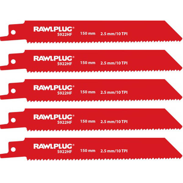 Zestaw brzeszczotów do piły szablowej 5szt 152mm 2,5mm Rawlplug